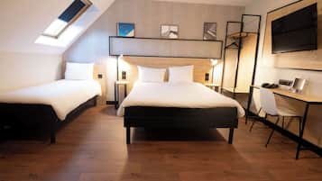 Premium bedding, pillow-top beds, desk, blackout curtains