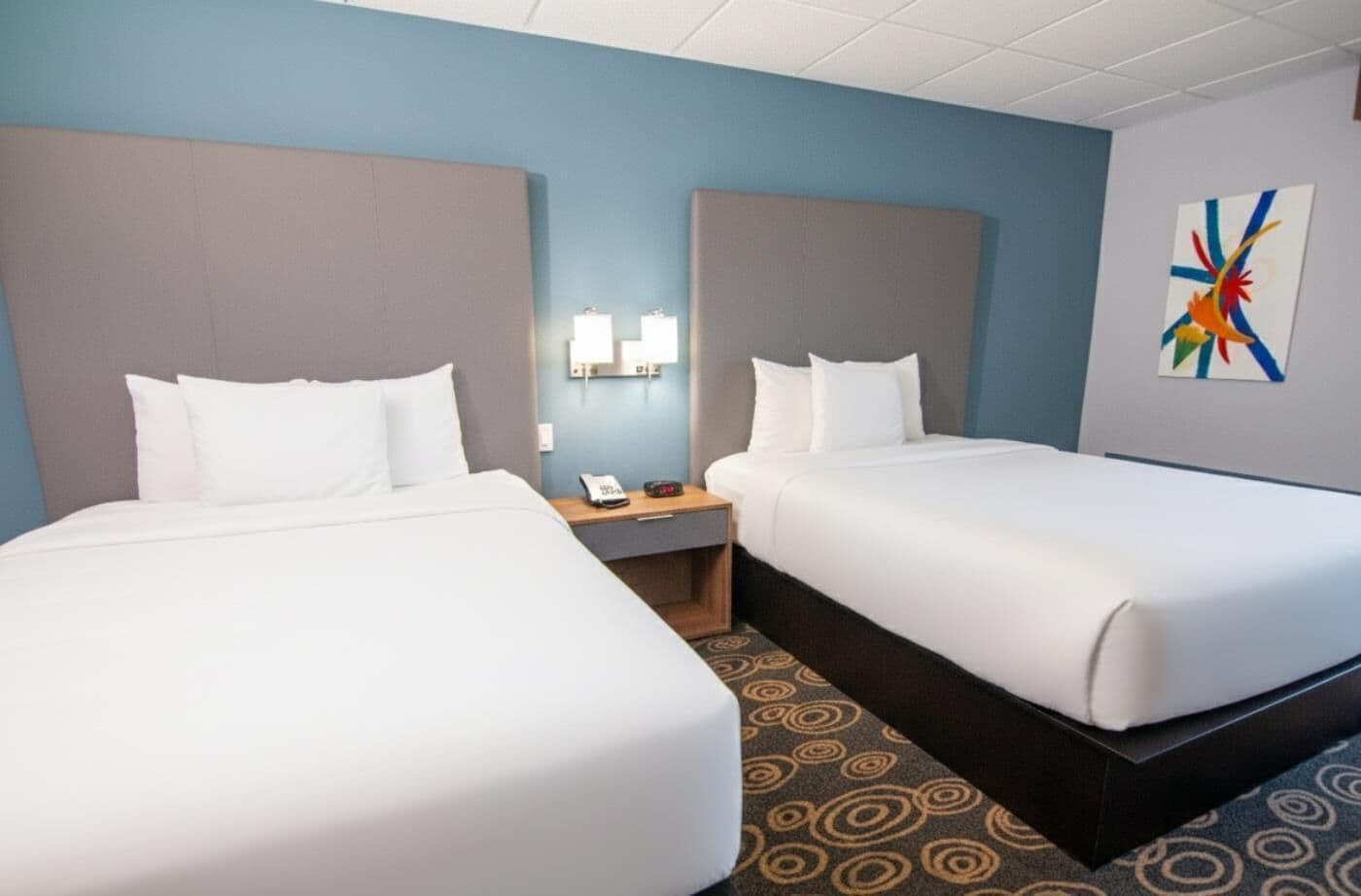 Premium bedding, pillowtop beds, in-room safe, desk