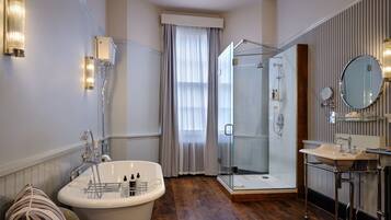 Shower, free toiletries, hair dryer, slippers