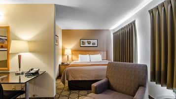Premium bedding, pillow-top beds, desk, blackout curtains