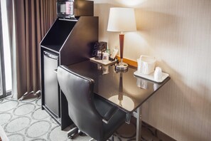 Premium bedding, pillowtop beds, desk, blackout drapes