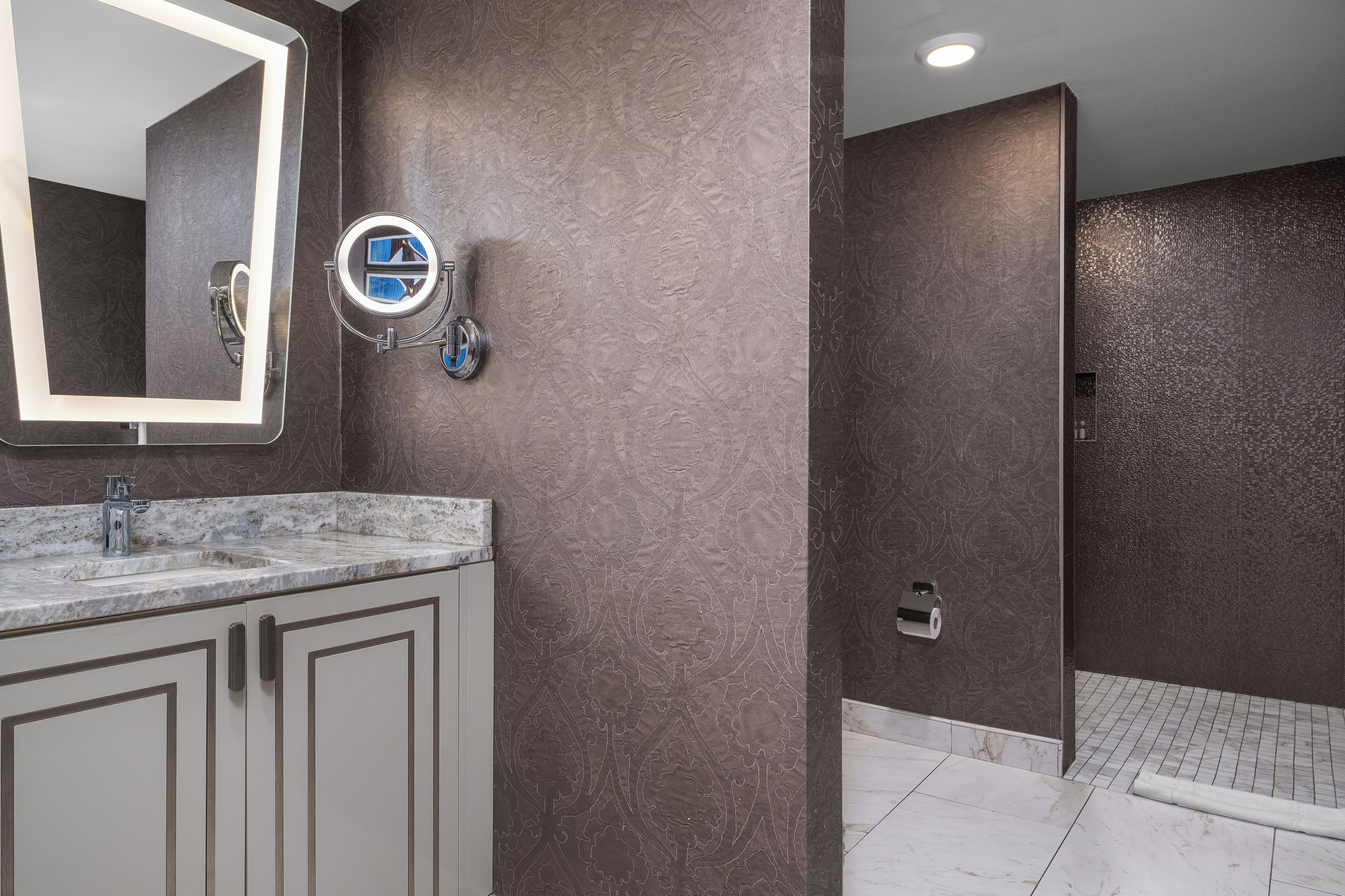 shower, eco-friendly toiletries, hair dryer, bathrobes