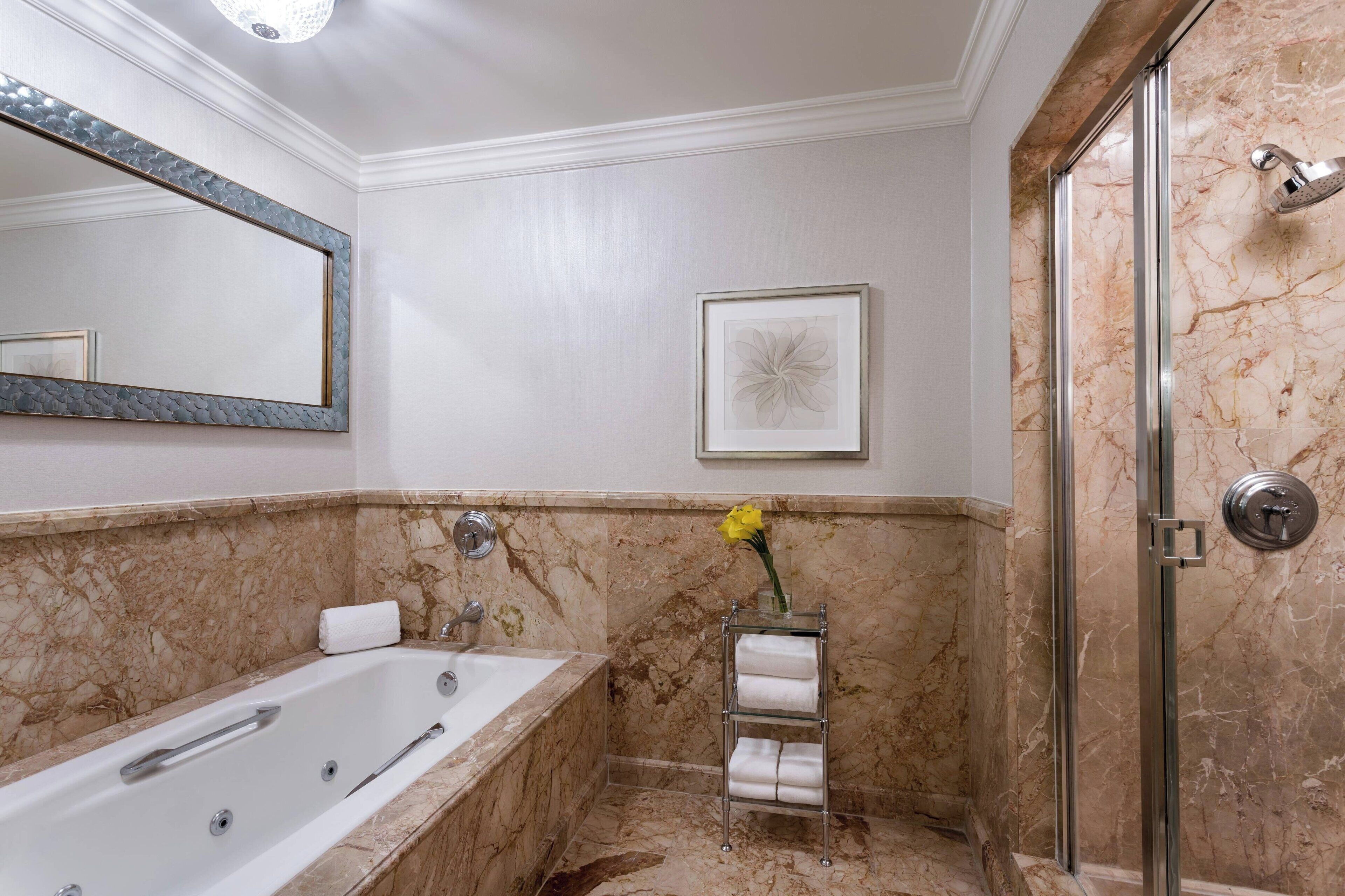 executive suite, 1 bedroom, marina view (mobility accessible, tub) | bathroom | combined shower/bathtub, designer toiletries, hair dryer, bathrobes