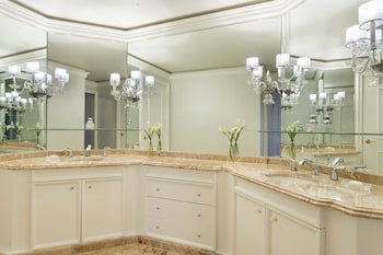 Combined shower/tub, designer toiletries, hair dryer, bathrobes at The Ritz-Carlton, Marina del Rey