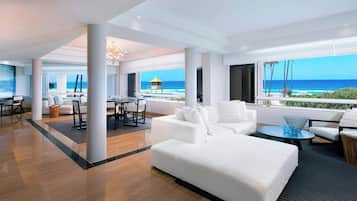 Presidential Suite, 1 Bedroom, Non Smoking, Ocean View | Living room | 118-cm LCD TV with satellite channels, TV, iPod dock