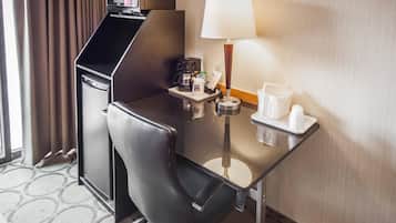 Premium bedding, pillow-top beds, desk, blackout curtains
