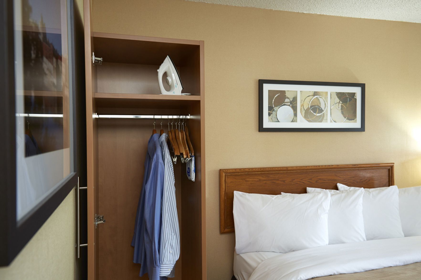 Premium bedding, pillowtop beds, desk, blackout drapes