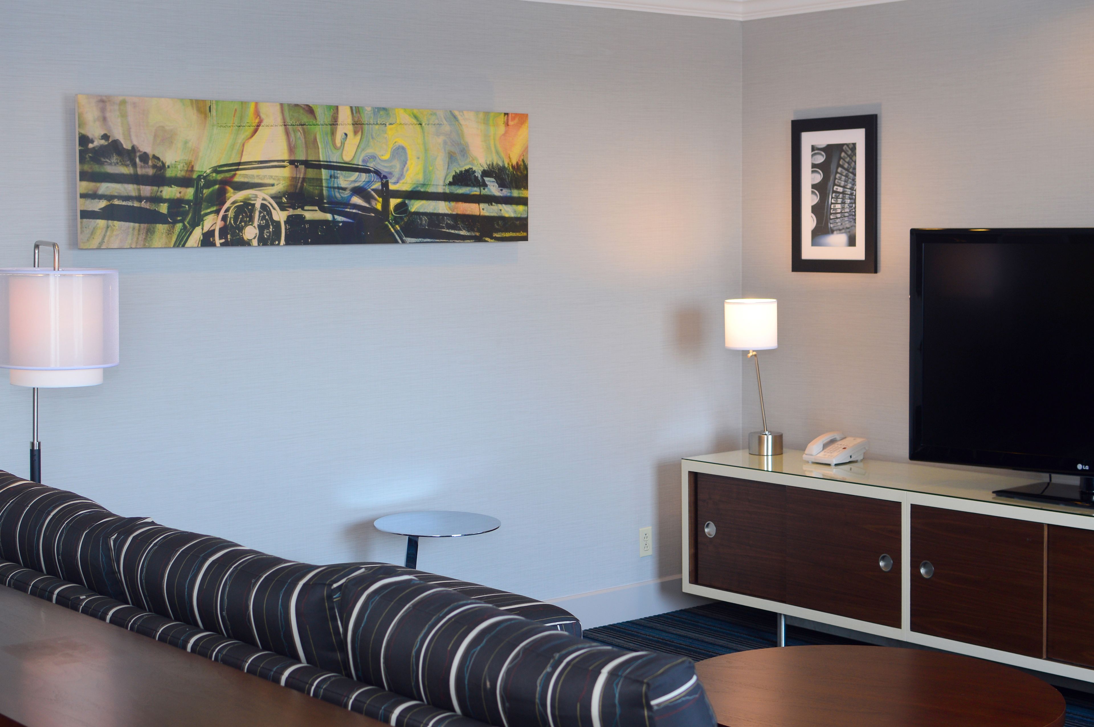 presidential suite, 1 king bed | living area | 55-inch flat-screen tv with cable channels