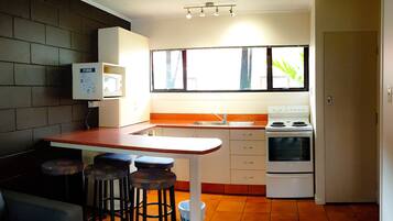 Family Apartment, 1 Bedroom | Private kitchen | Fridge, microwave, stovetop, coffee/tea maker