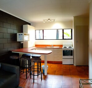 Family Apartment, 1 Bedroom | Private kitchen | Fridge, microwave, stovetop, coffee/tea maker