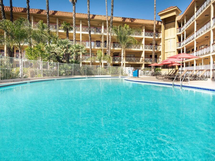Outdoor pool, pool loungers