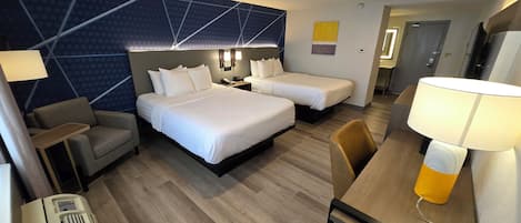 Hypo-allergenic bedding available, desk, laptop workspace