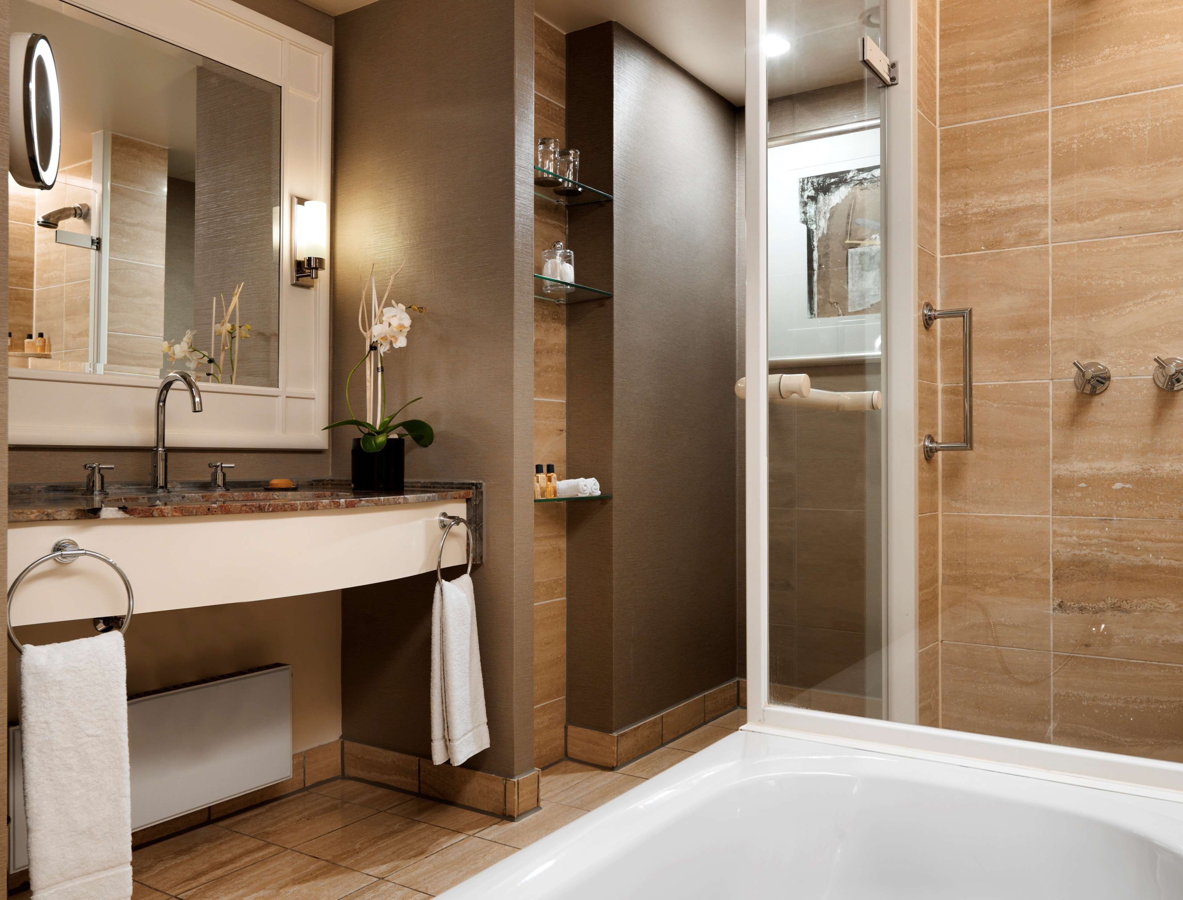 room, 2 queen beds (club access) | bathroom | separate bathtub and shower, hair dryer, bathrobes, slippers