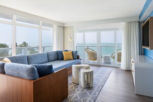 Suite, 2 Double Beds, Balcony, Oceanfront | Living area | 37-inch flat-screen TV with cable channels, TV