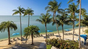 A beach with palm trees, a clear blue sky, and a calm sea. - Three Waters Resort and Marina, Islamorada, a Tribute Portfolio Resort (Islamorada)