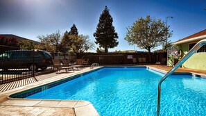 Outdoor pool, pool loungers