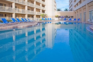 Outdoor pool, sun loungers