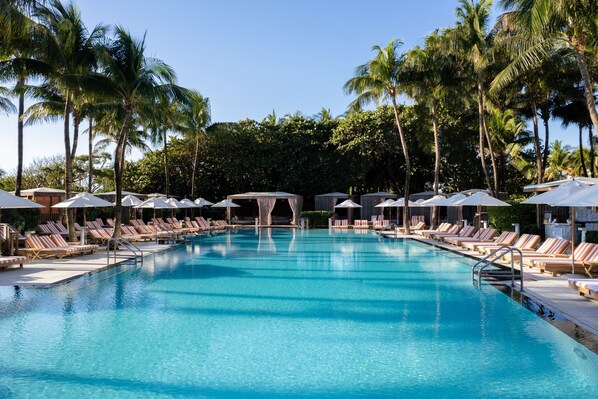 2 outdoor pools, open 9:00 AM to 7:00 PM, pool cabanas (surcharge)