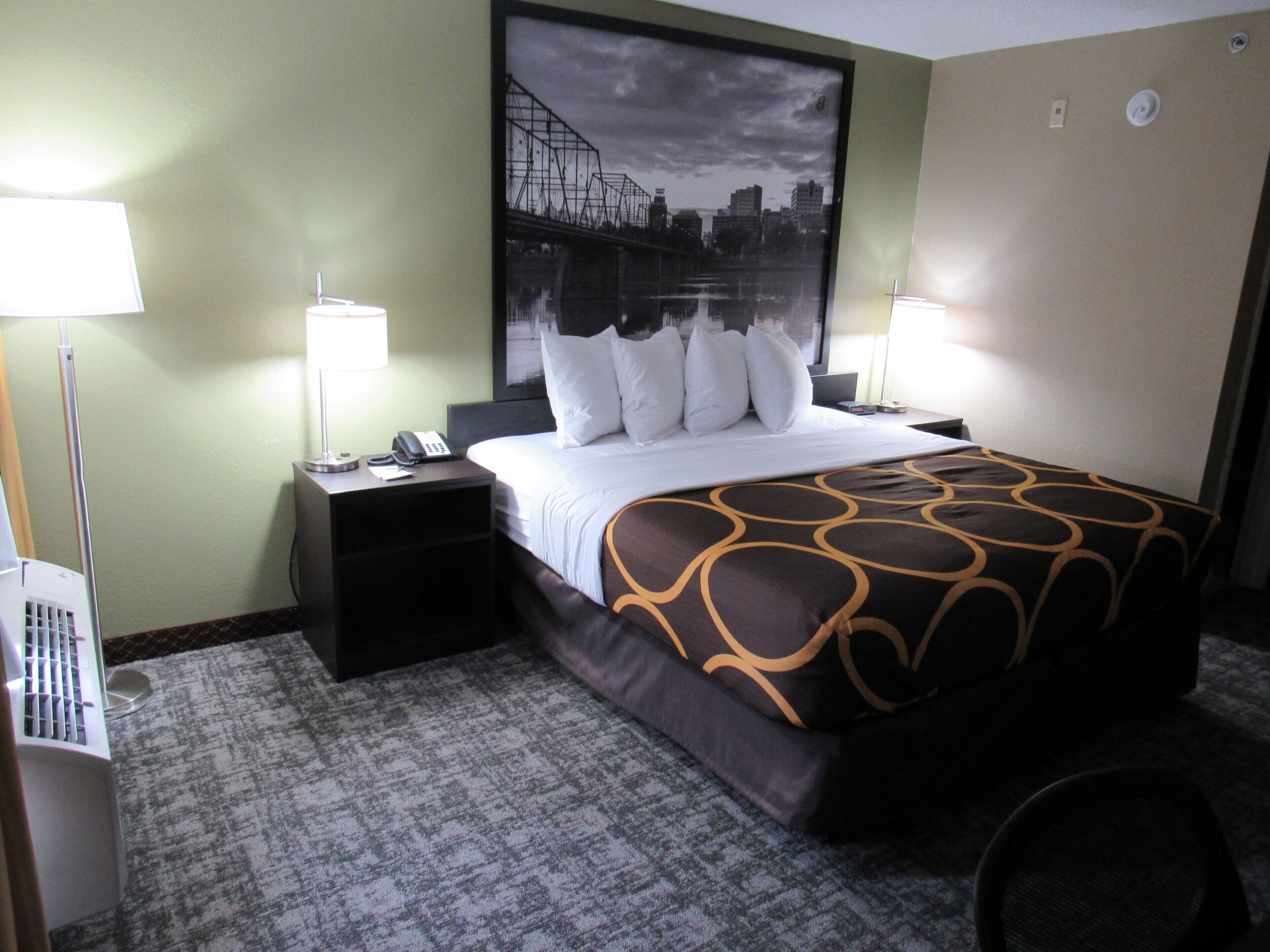 Premium bedding, desk, blackout drapes, iron/ironing board