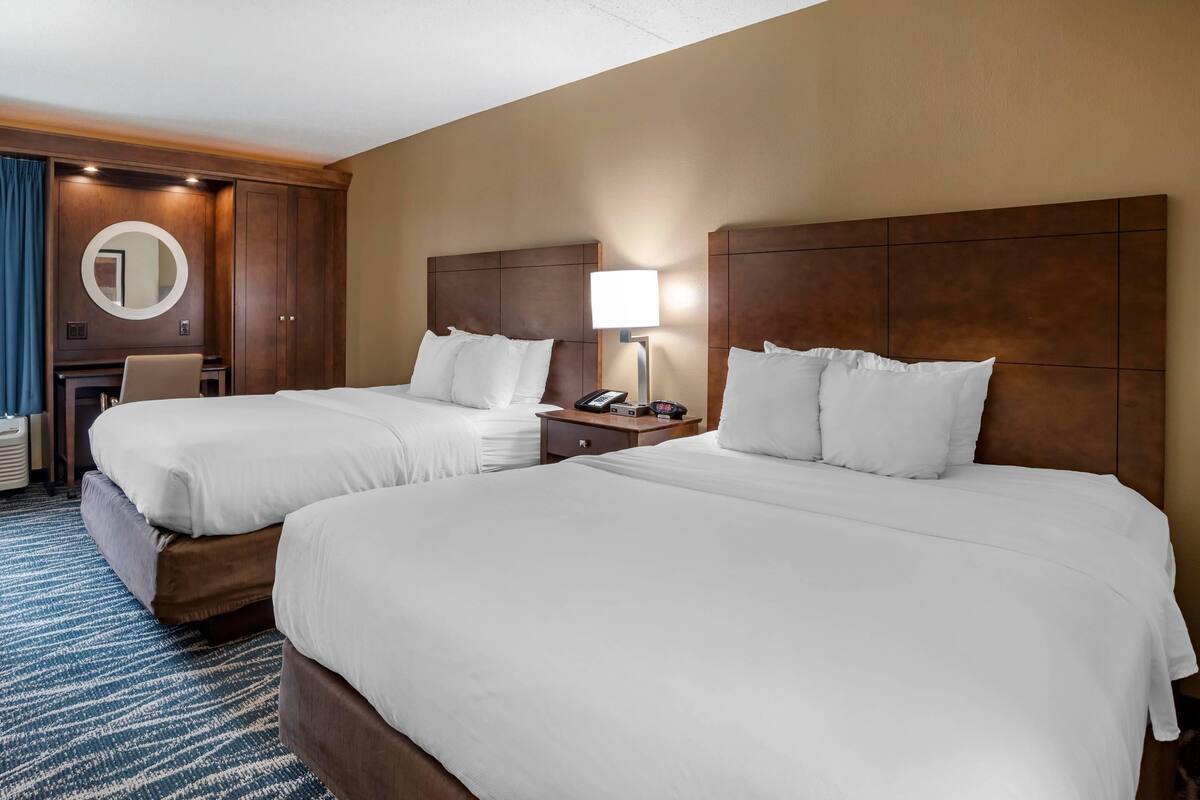 Standard Room, 2 Queen Beds, Non Smoking | Desk, blackout drapes, iron/ironing board, WiFi (free)