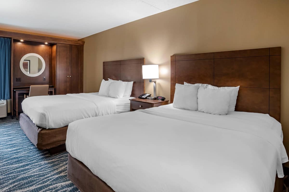 Standard Room, 2 Queen Beds, Non Smoking | Desk, blackout drapes, iron/ironing board, WiFi (free)
