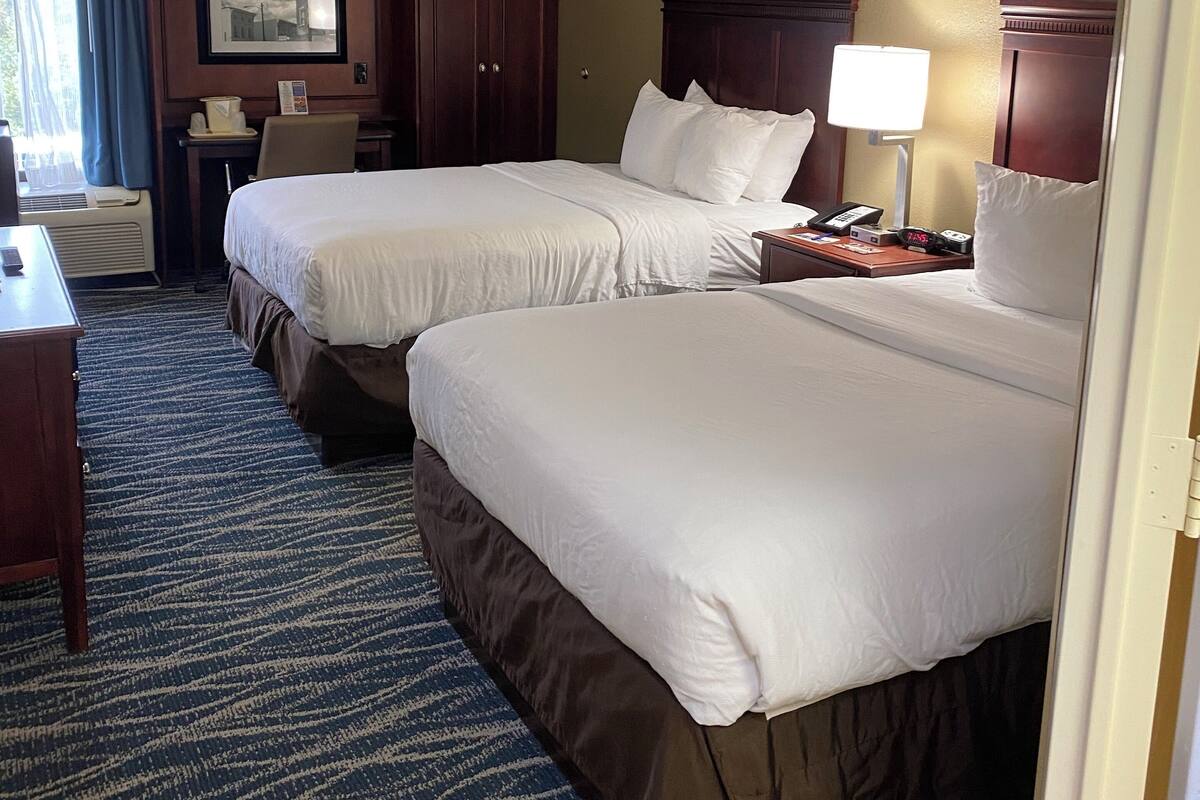 Room, 2 Double Beds, Non Smoking | Desk, blackout drapes, iron/ironing board, WiFi (free)