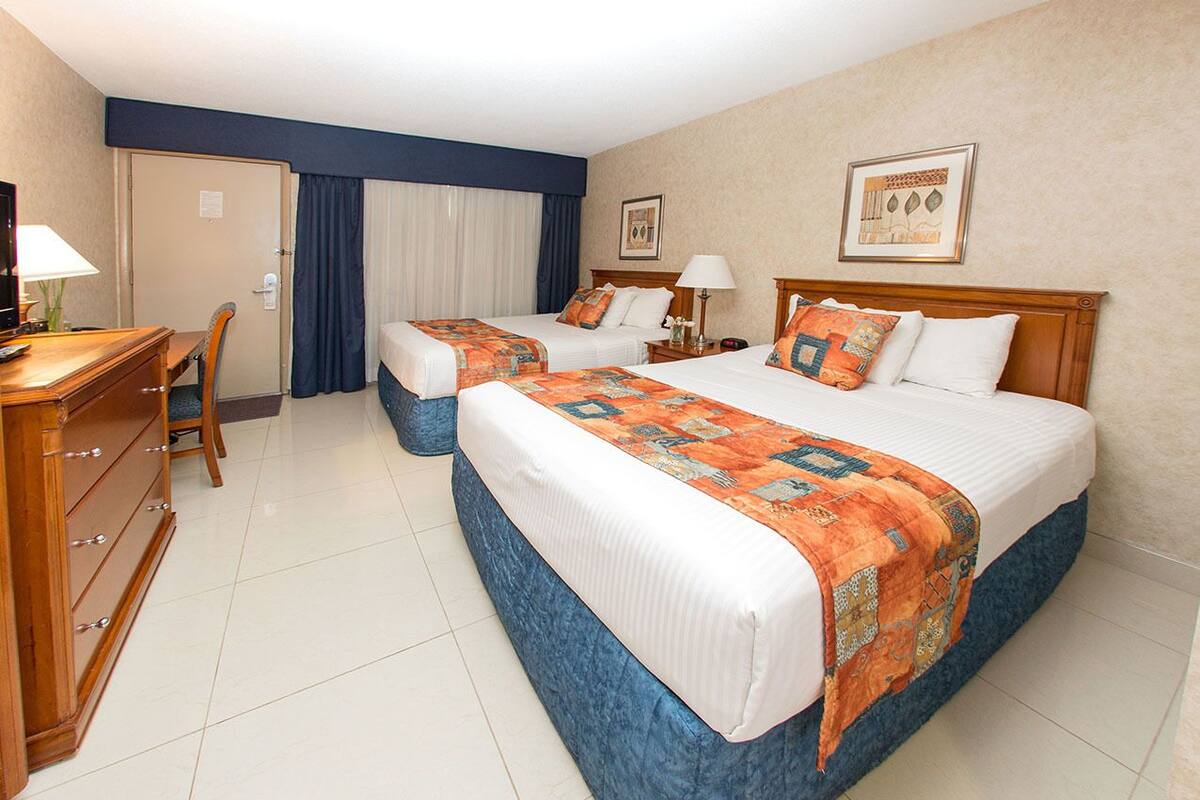 Kamar Deluks, 2 Tempat Tidur Queen (Designated Pet Room) | Seprai premium, tempat tidur Select Comfort, dan meja kerja