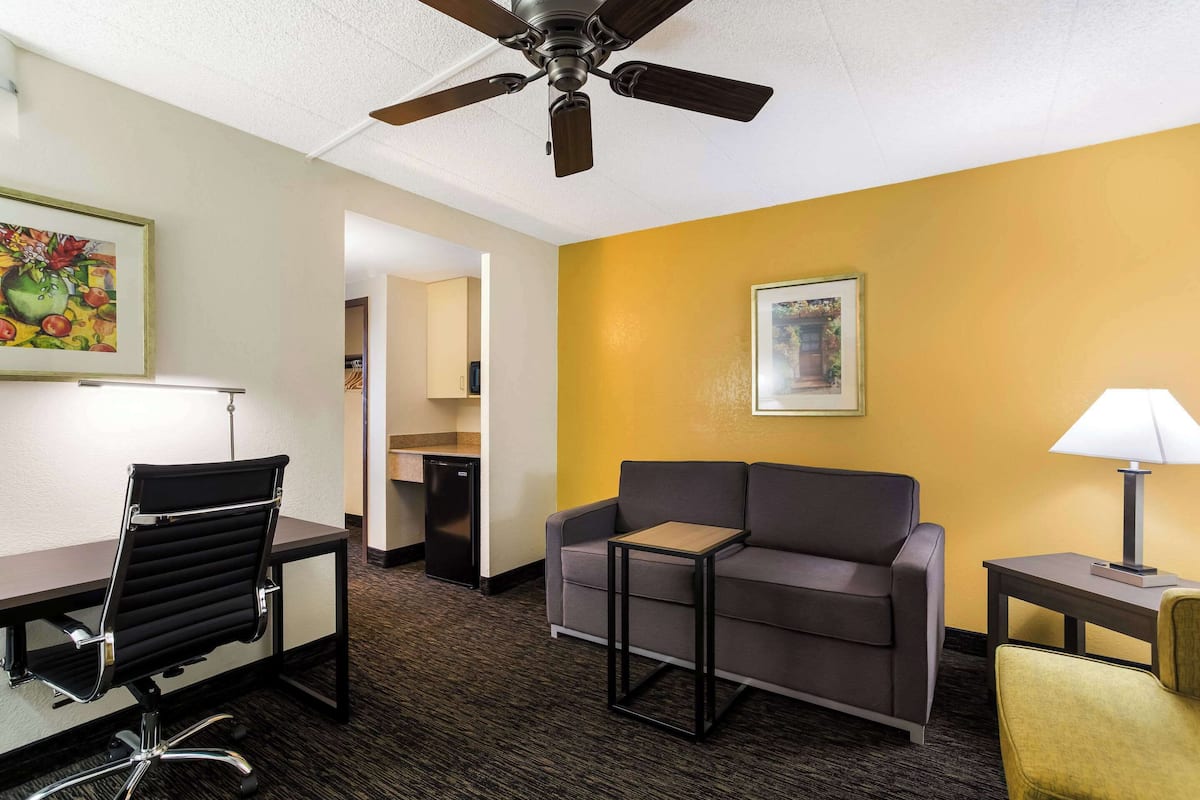 Suite, 1 grand lit et 1 canapé-lit, accessible aux personnes à mobilité réduite, non-fumeurs | Literie de qualité supérieure, ameublement personnalisé