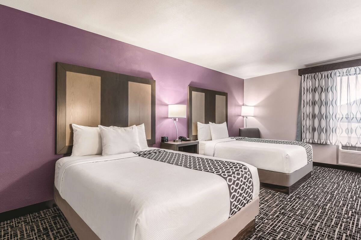 room, 2 queen beds, non smoking | desk, laptop workspace, blackout curtains, iron/ironing board