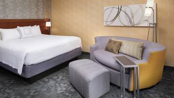 Premium bedding, desk, blackout drapes, iron/ironing board