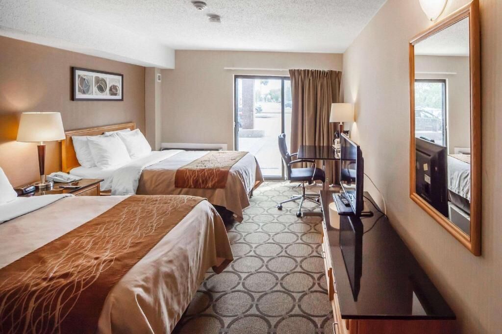 Premium bedding, pillow-top beds, desk, blackout curtains
