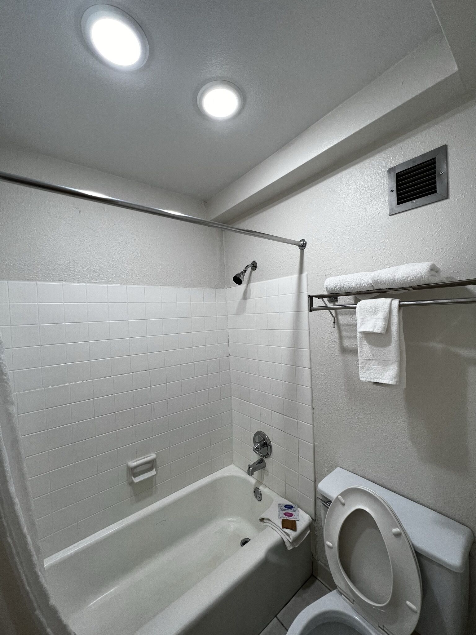 Un baño con bañera, inodoro y ducha.