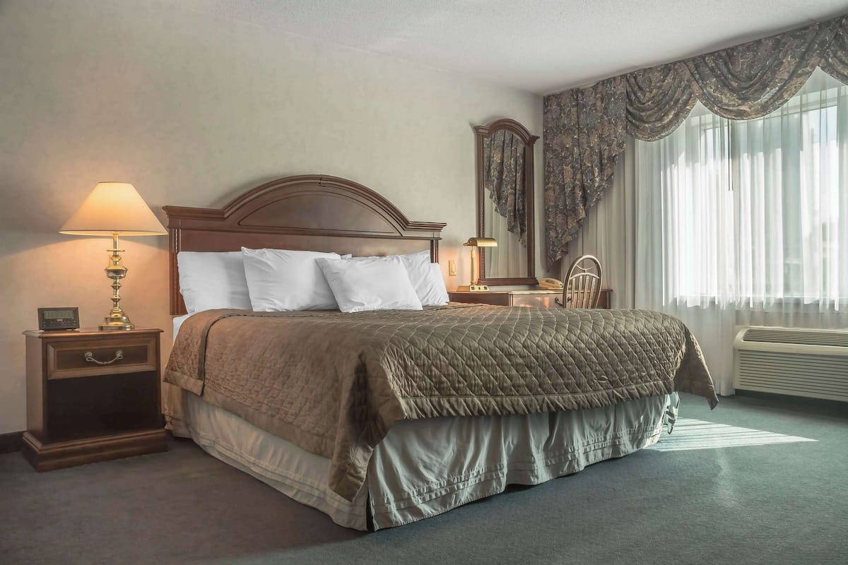 Jacuzzi Room | Desk, laptop workspace, blackout drapes, iron/ironing board