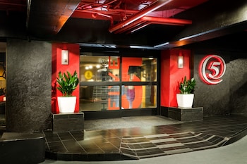Hotel entrance at Staypineapple, Hotel FIVE, Downtown Seattle