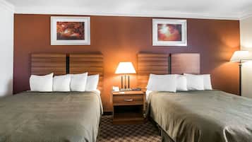 Pillow-top beds, desk, blackout curtains, iron/ironing board