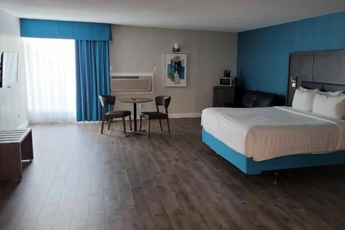 Select Comfort beds, blackout drapes, iron/ironing board