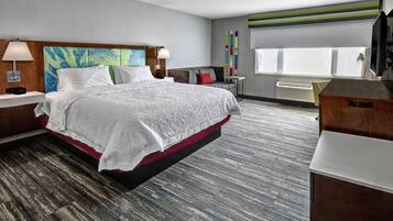 Premium bedding, desk, blackout drapes, iron/ironing board