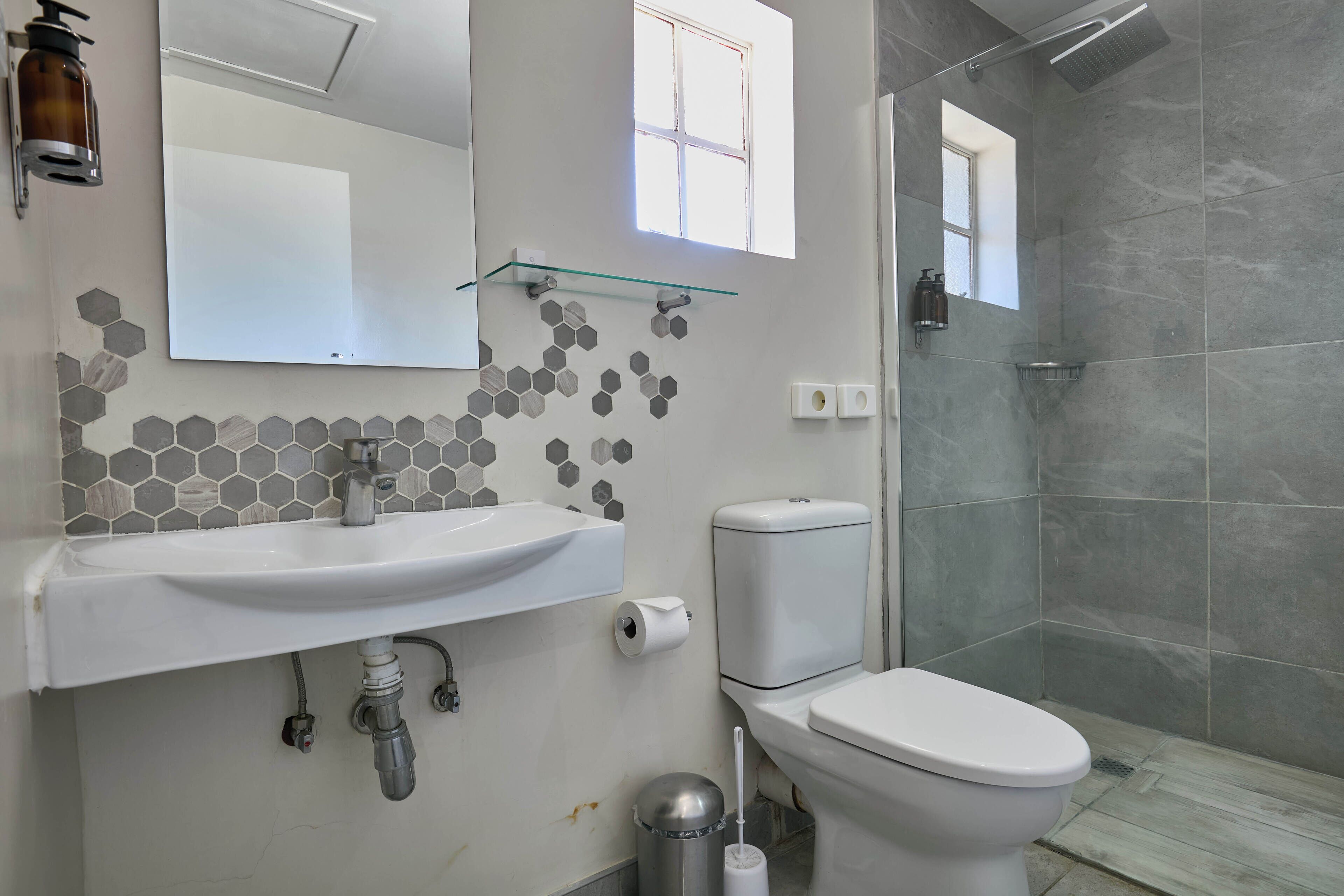 standard room, 1 double bed, garden view (standard double room) | bathroom | free toiletries, hair dryer, towels