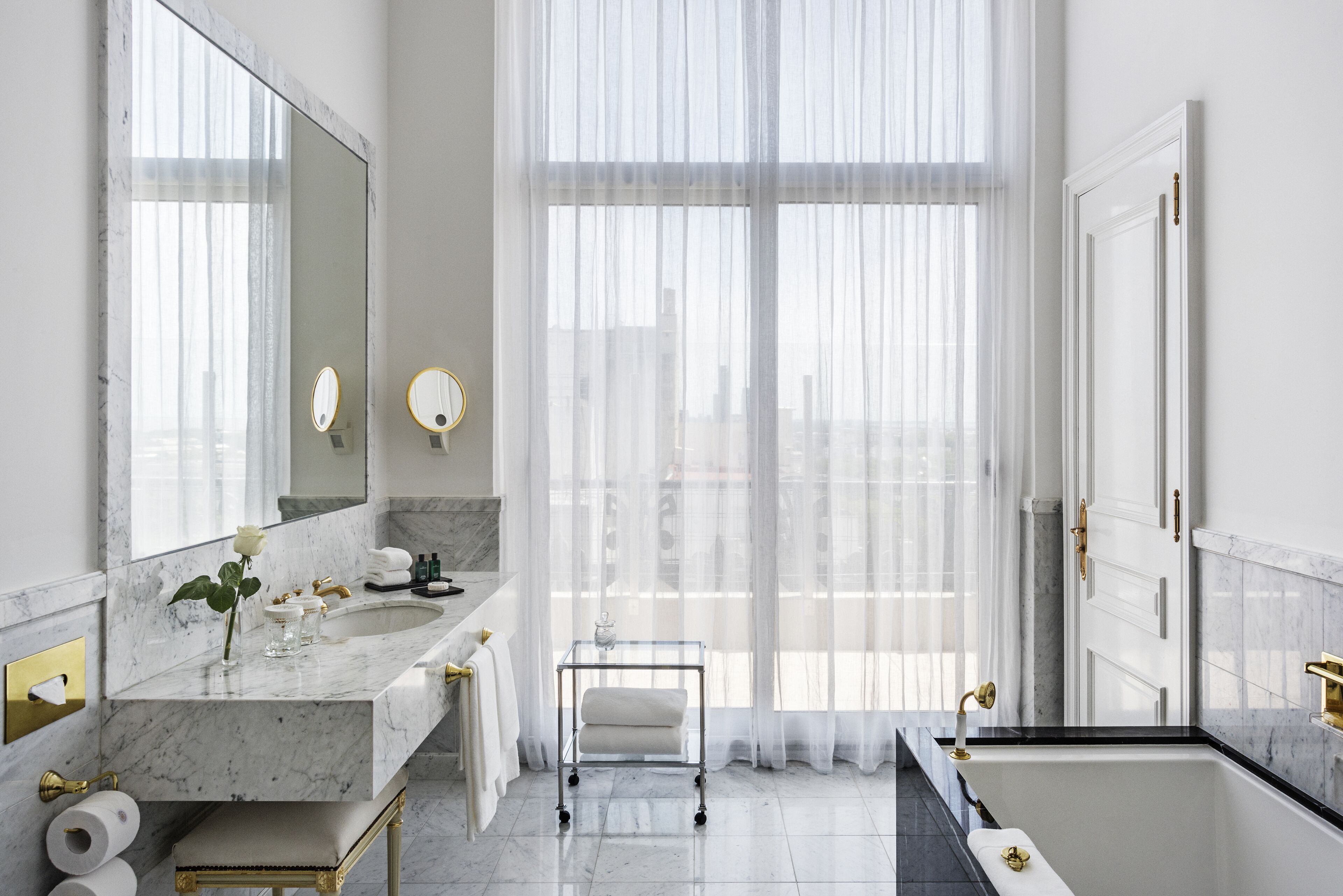 junior suite (le mirador) | bathroom | separate bathtub and shower, jetted bath, rainfall showerhead