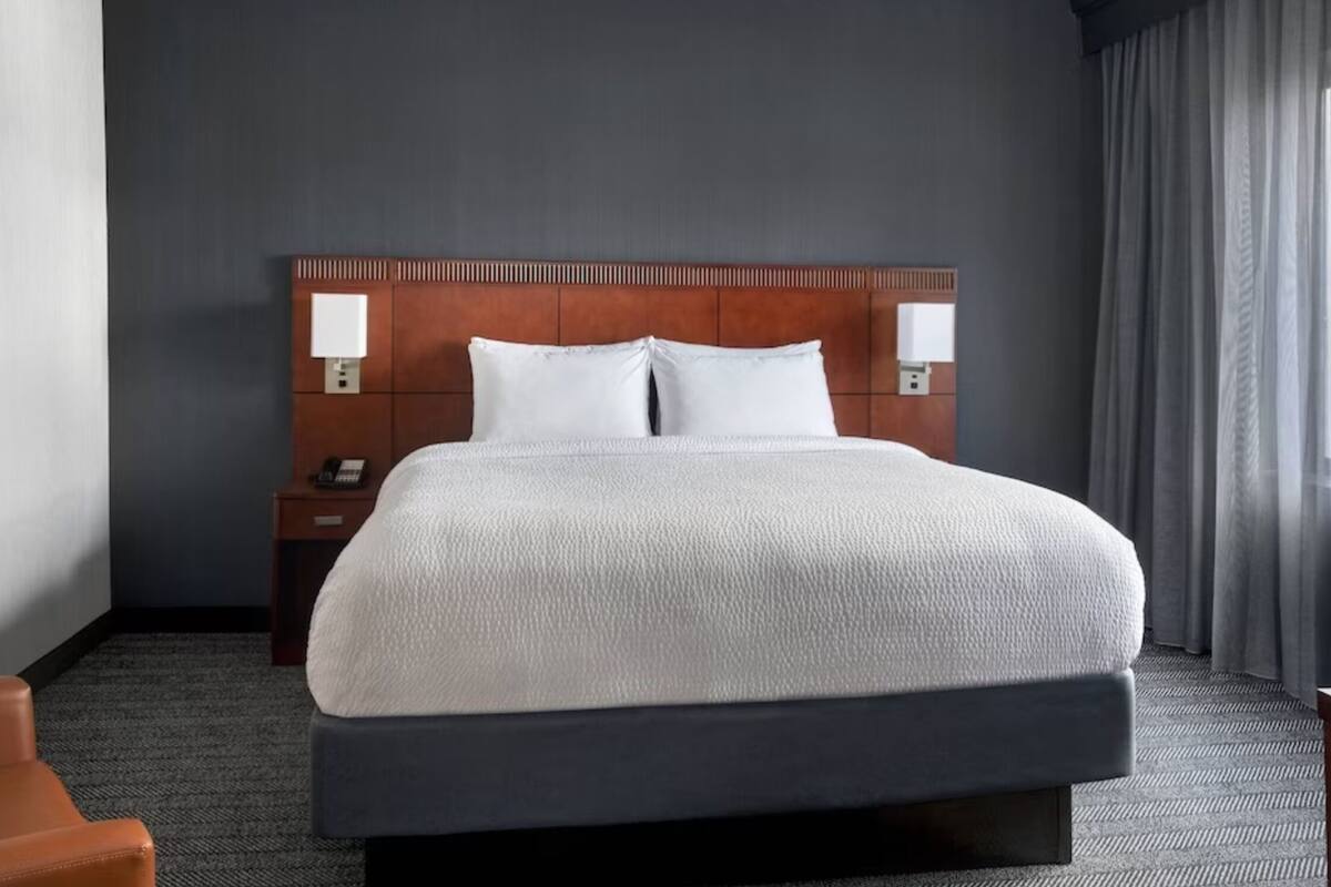 1 bedroom, desk, laptop workspace, iron/ironing board