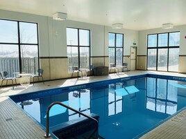 Indoor pool, outdoor pool, sun loungers