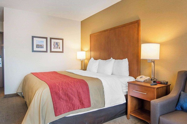 Down comforters, pillowtop beds, desk, blackout drapes