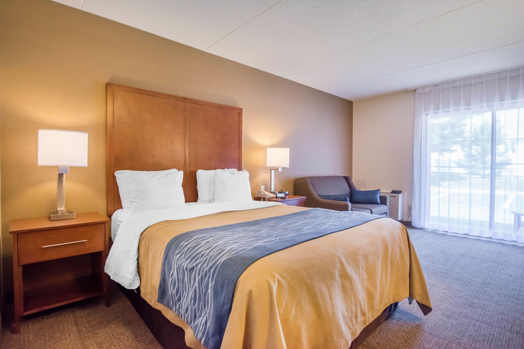 Down duvets, pillow-top beds, desk, blackout curtains