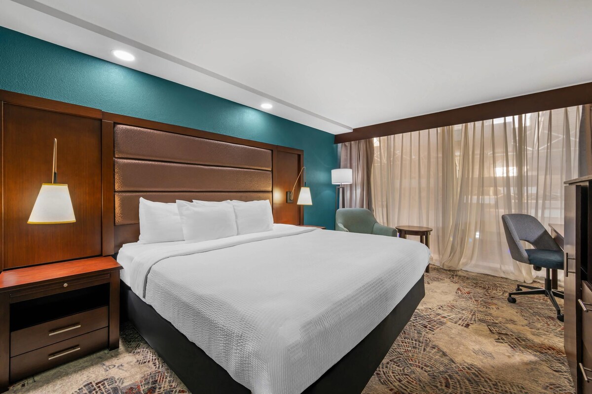 Habitación, 1 cama King size, regadera para personas con discapacidad, para no fumadores | Camas con pillow-top, caja de seguridad en la habitación y escritorio 