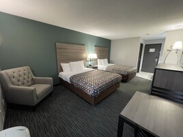 Double Room, 2 Queen Beds, Non Smoking, Refrigerator & Microwave | Desk, laptop workspace, blackout drapes, iron/ironing board