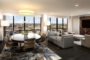 Down comforters, in-room safe, desk, blackout drapes