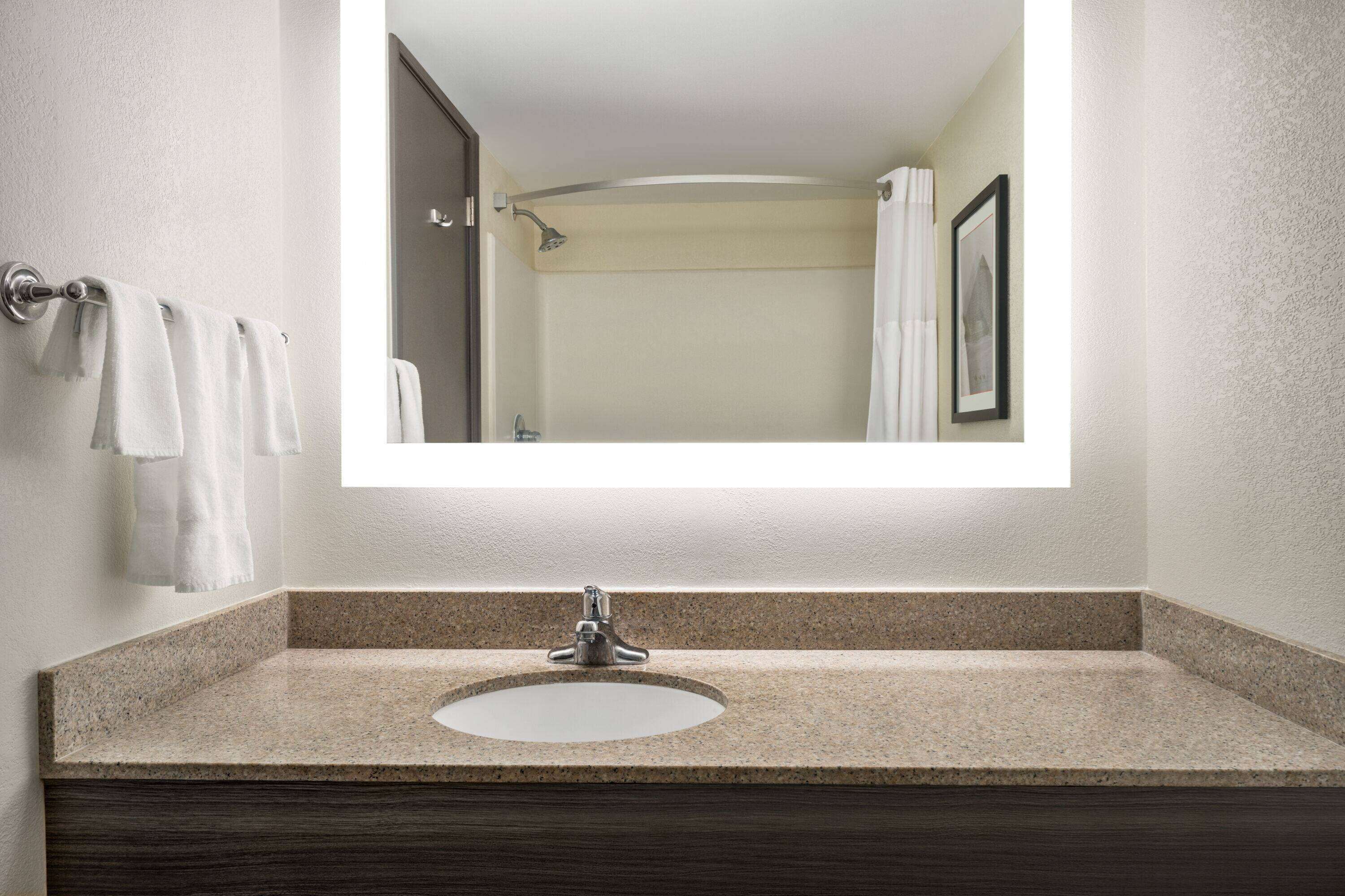 room, 1 king bed, accessible, non smoking (newly renovated) | bathroom | combined shower/bathtub, hair dryer, towels