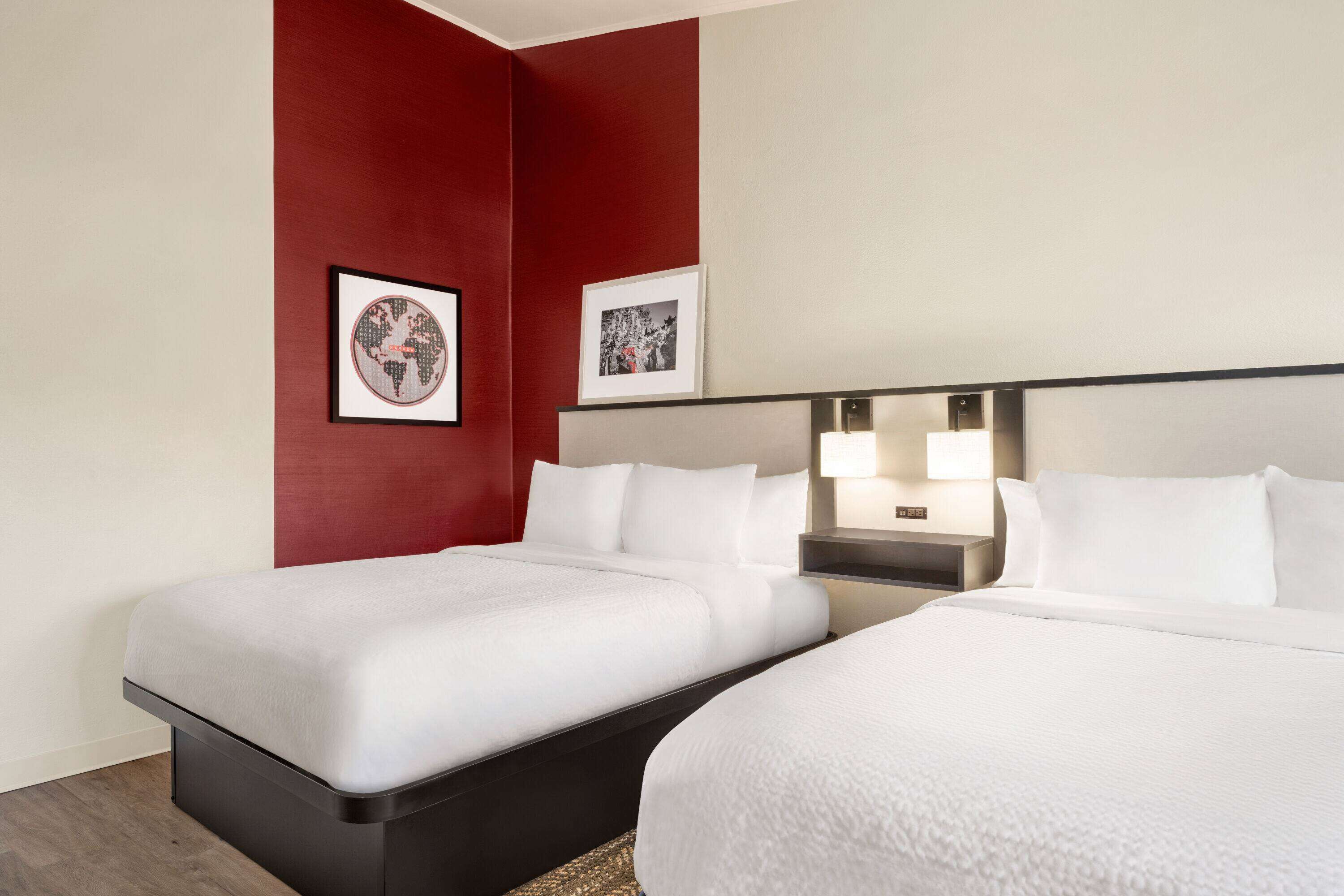 standard room, 2 queen beds, non smoking (newly renovated) | desk, blackout curtains, iron/ironing board, free cots/infant beds