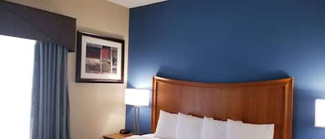 In-room safe, desk, laptop workspace, blackout curtains