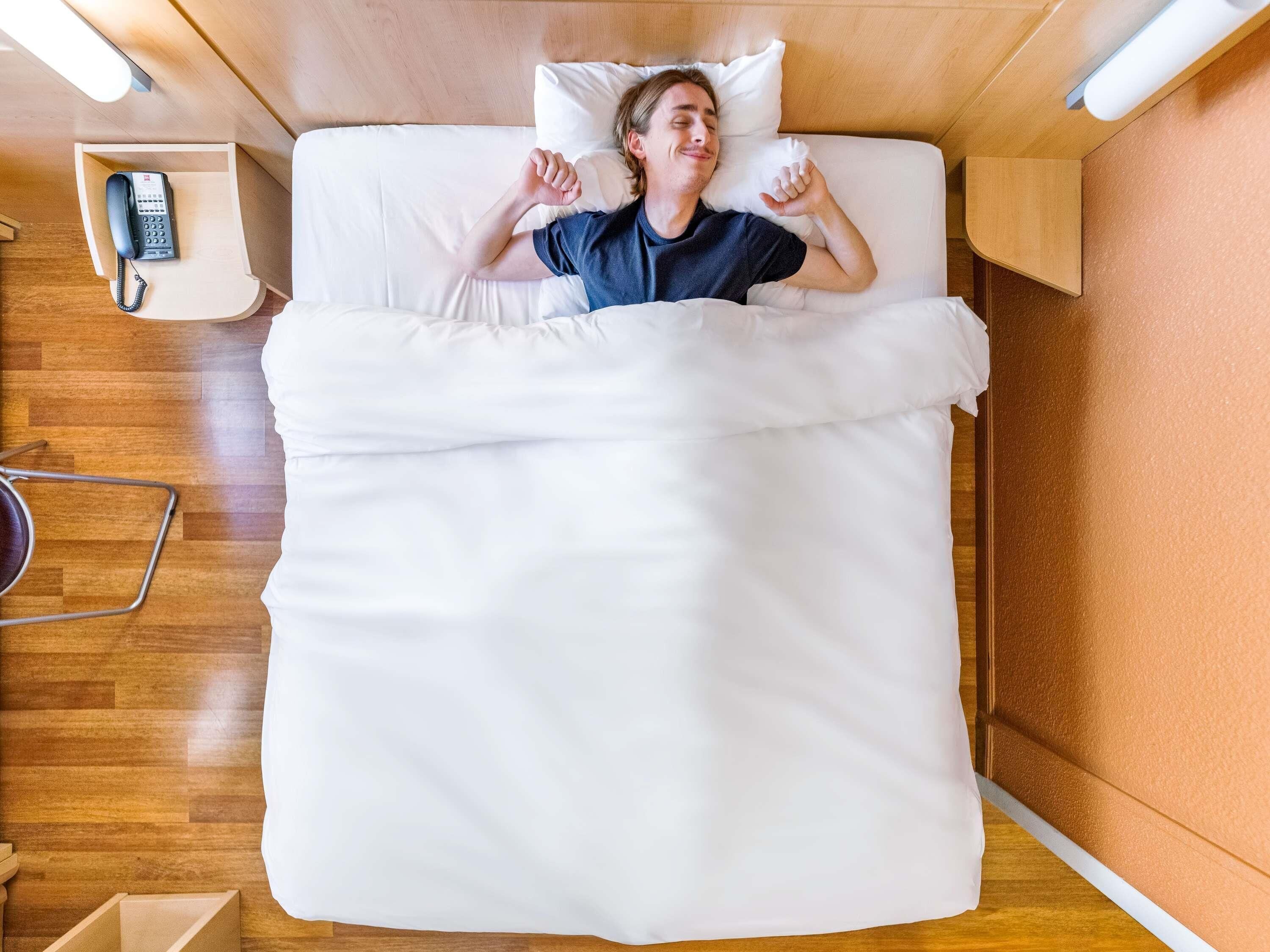 Premium bedding, pillowtop beds, desk, blackout drapes